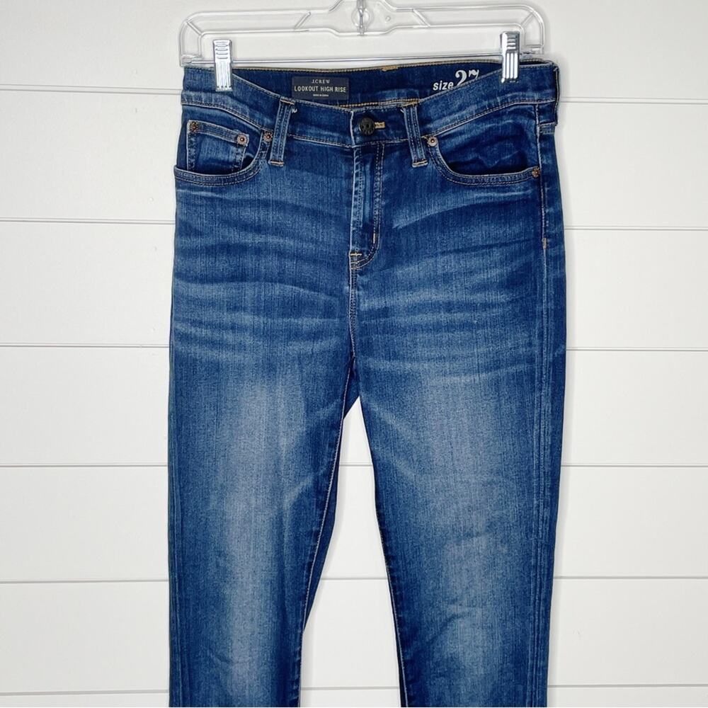 J.Crew Lookout High Rise Stretchy Skinny Jeans Dark Wash Size 27 - Picture 3 of 10